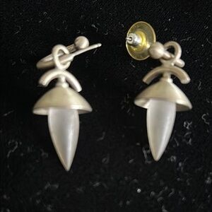 Earrings  Cabochon cut crystal drop in sterling silver